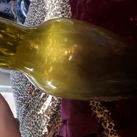 Antique Olive Green Glass Floor vase - Picture 2 of 14